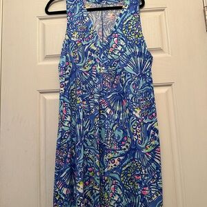 Lilly Pulitzer Blue Multicolor Sleeveless V-Neck Shift Dress